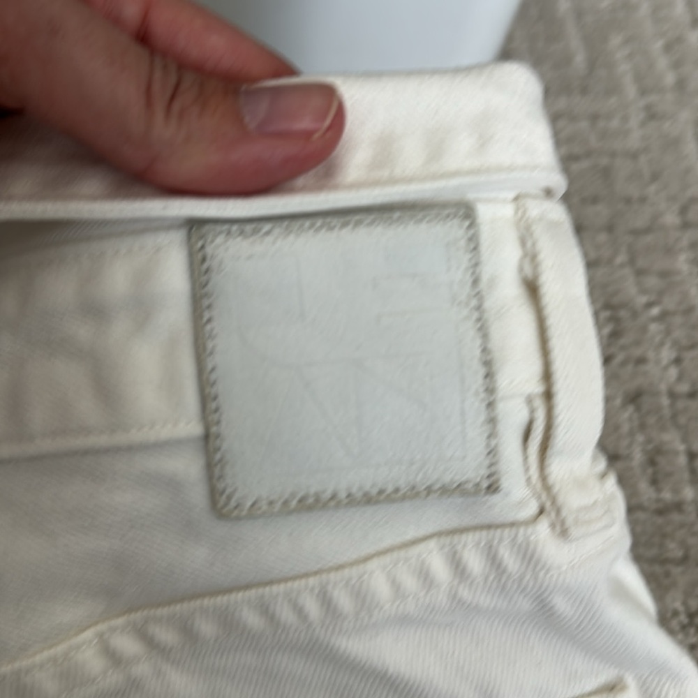 Jean Atelier Flip Straight Leg Jeans in White Sand distressed button fly - Picture 9 of 11